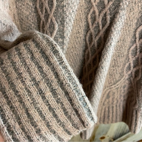 Anthropologie Kaisley Wool Blend Cowl Neck Sweater Long Soft Stretchy Pink Gray - Picture 5 of 8